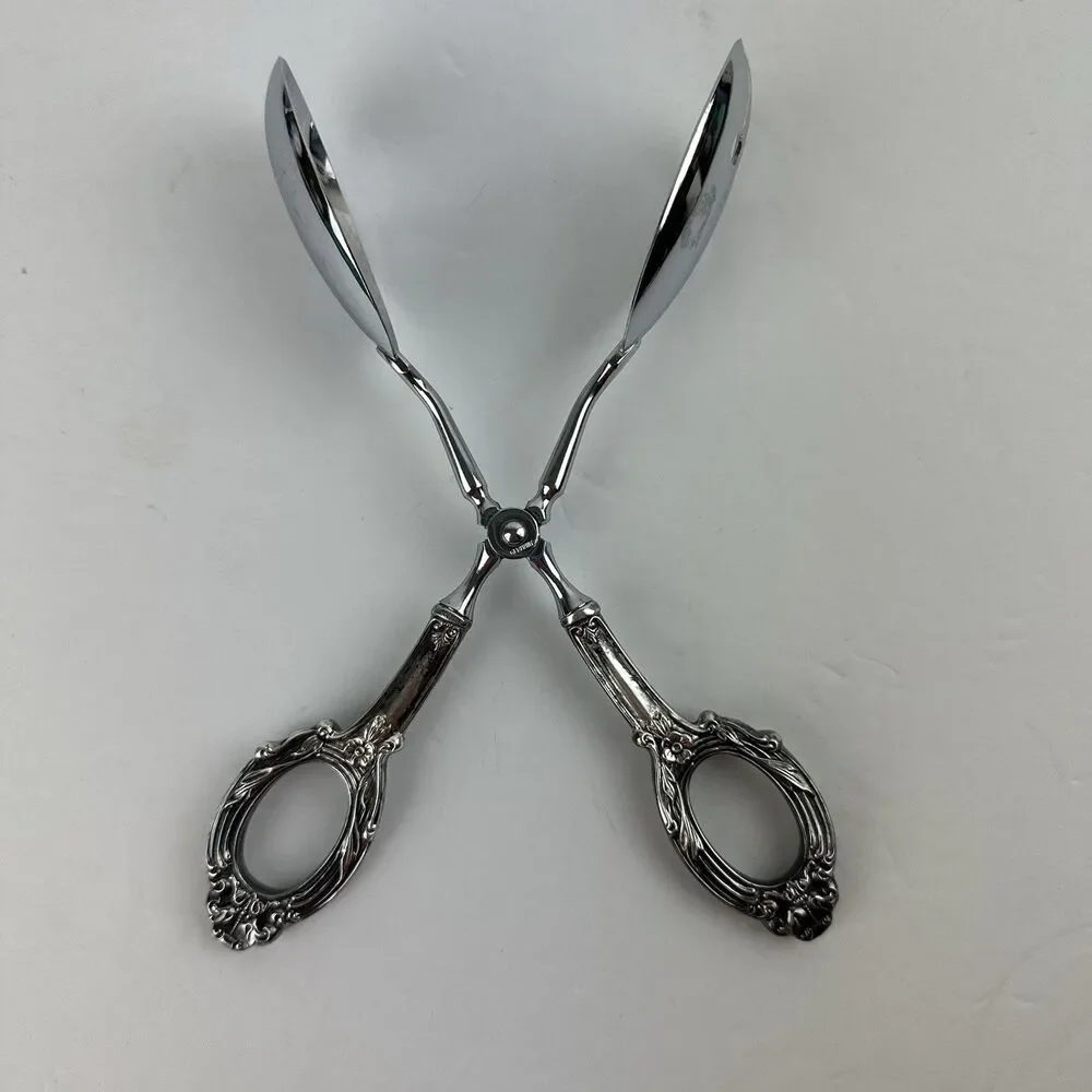 WEB Sterling Handle Ancestry Pattern Germany Stainless Salad Ice Serving Tongs